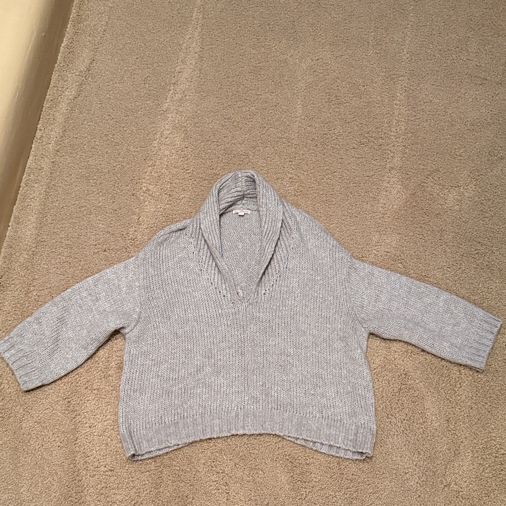 GAP Light Gray V-Neck Alpaca Blend Sweater